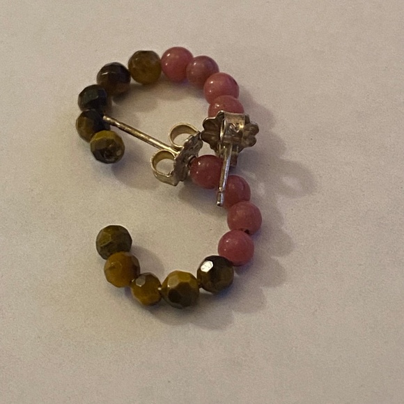 Chan Luu Small Hoops Tiger Eye & Rose Quartz 1/2" - Picture 3 of 7
